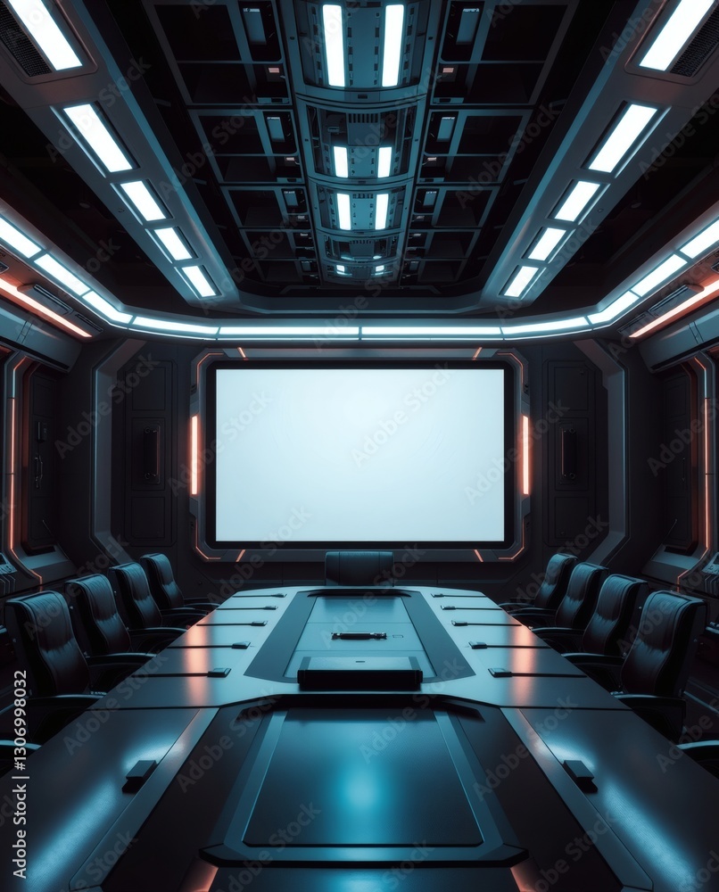 Aufkleber a futuristic conference room with a large display screen and modern design