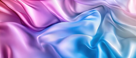 Obraz premium Abstract flowing silk fabric with vibrant gradient of pink, purple, and blue colors Concept of luxury, elegance, and smooth texture