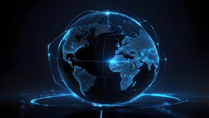 Fototapeta premium Glowing Virtual Globe Representing AI and Big Data