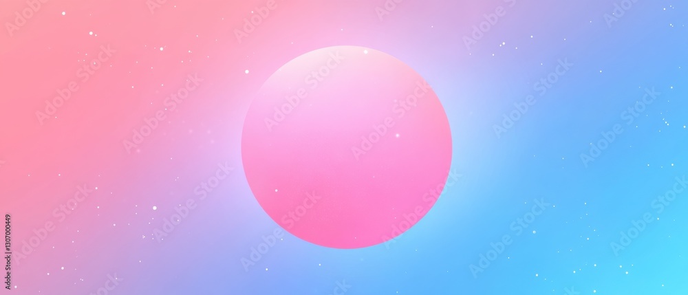Poster abstract pink sphere with gradient background and stars, creating a dreamy and ethereal atmosphere c