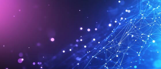Obraz premium Abstract blue network background with glowing nodes and connections, representing digital technology, communication, and futuristic data transfer