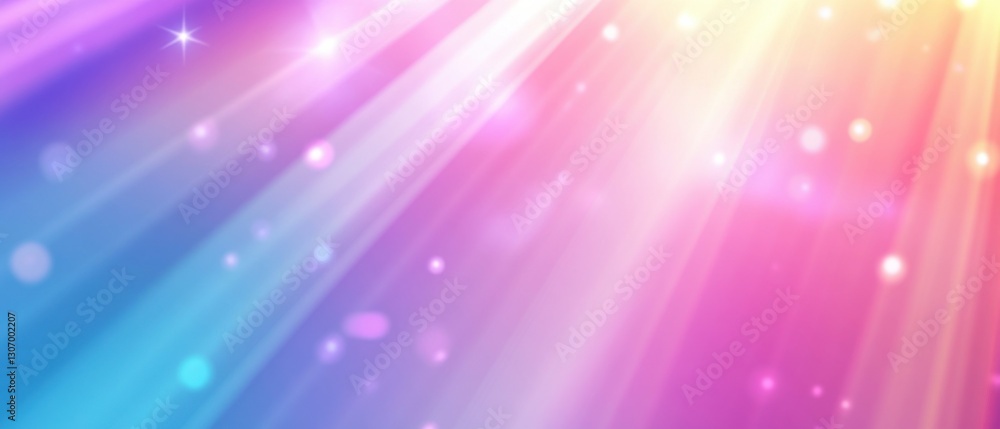 Poster dreamy pastel background with light rays and bokeh effect, creating a magical and ethereal atmospher