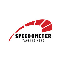 Speedometer logo design vector illustration isolated on white background.