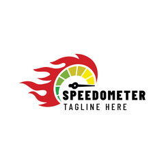 Speedometer logo design vector illustration isolated on white background.