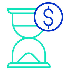 Hourglass Dollar outline dual color icon
