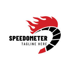 Speedometer logo design vector illustration isolated on white background.