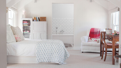 Interior Of Stylish Empty Child's Bedroom With En Suite Bathroom