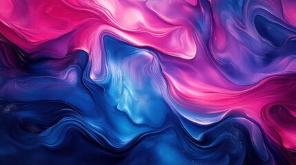 Obraz premium A vibrant abstract swirl of pink and blue hues blending harmoniously, creating an energetic and fluid visual experience.