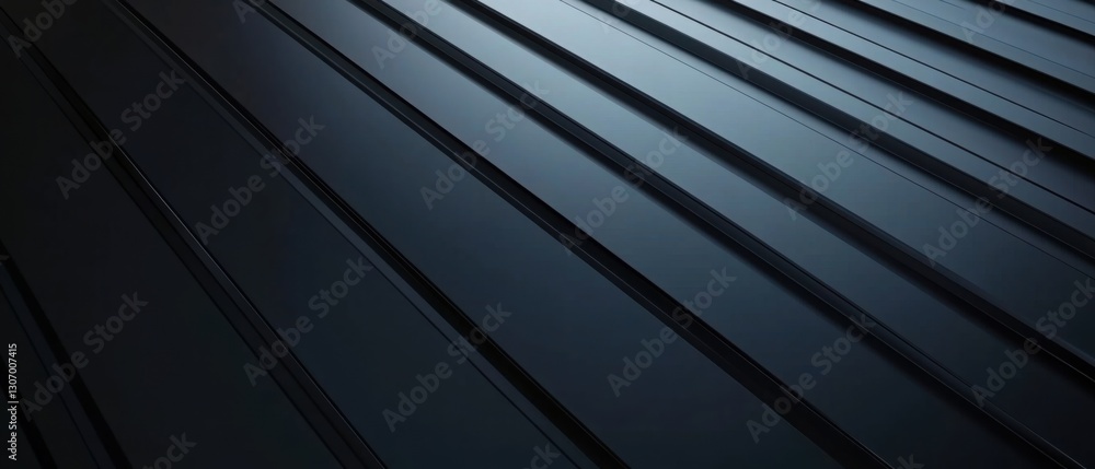 Poster modern dark metal roof with parallel lines and subtle light reflections creating a sleek, industrial