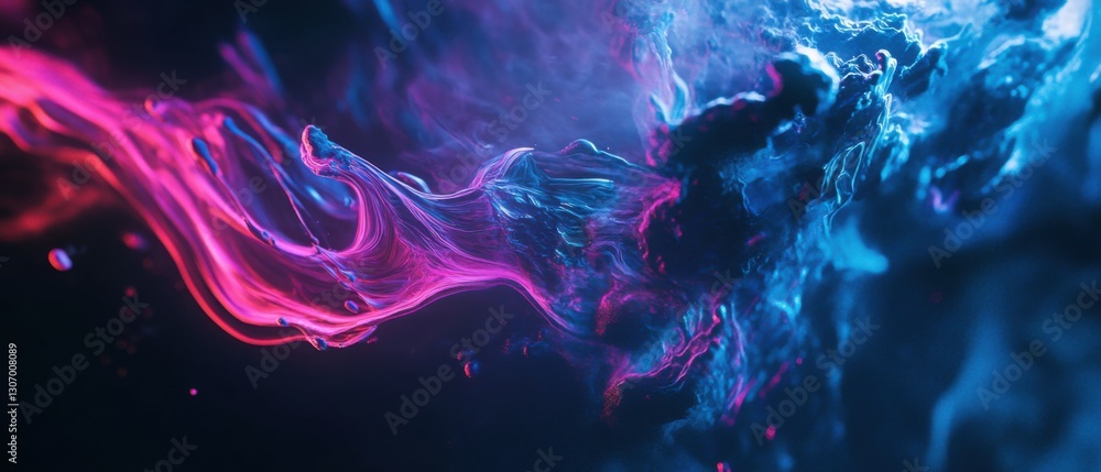 Poster abstract neon swirls of pink and blue, a mesmerizing display of fluid dynamics and color gradients i