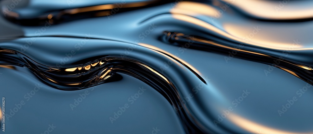 Poster a close-up view of smooth, flowing dark liquid, exhibiting a glossy surface that reflects light, cre