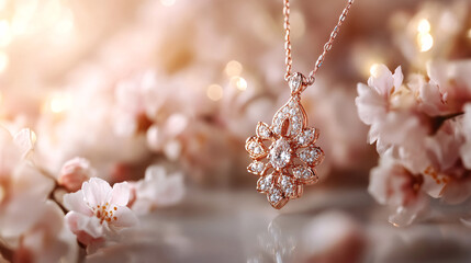 Sparkling Elegance: Stylish Jewelry on a Subtle Background with Delicate Reflections