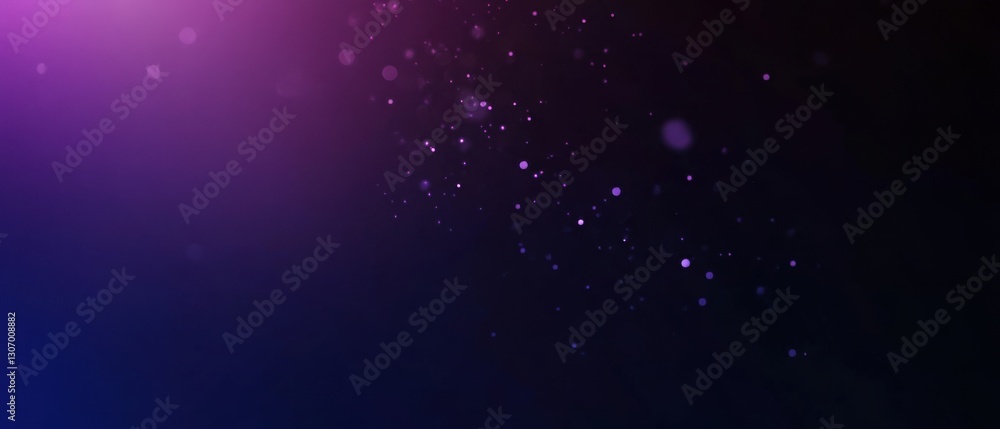 Poster abstract dark purple and blue gradient background with sparkling bokeh lights for elegant and modern