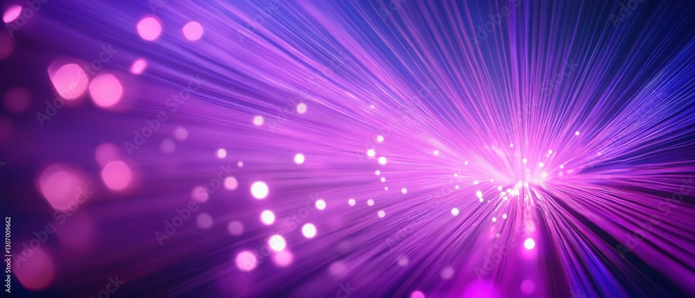 Poster abstract purple and blue light streaks with bokeh effect, creating a vibrant and energetic backgroun
