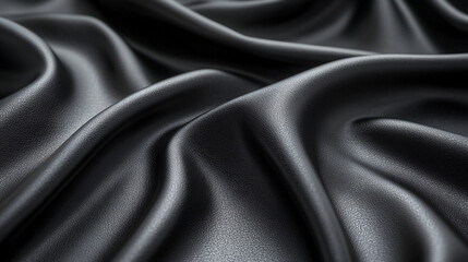 Fototapeta premium Luxurious black fabric draping studio setting textile close-up soft texture rich color elegance concept