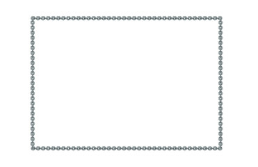 Vintage rectangular frame, metal chain, isolated. Empty copy space for paintings, mirrors or photo. Silver simple frame. Beautiful style decorative border, jewel deco elegant art object. Png illustrat