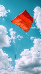 Red Kite Soaring, Blue Sky, White Clouds