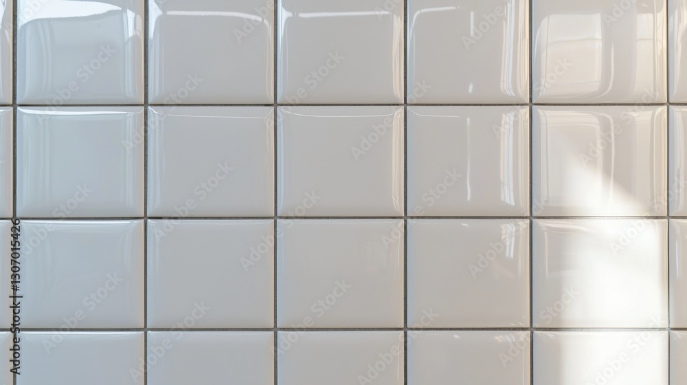 Poster close-up of a wall made up of small square tiles. the tiles are arranged in a grid-like pattern, wit