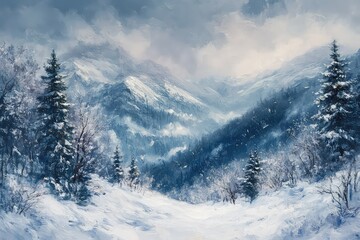 A dramatic snowstorm clearing to reveal the grandeur of a mountainâ€™s pristine slopes.