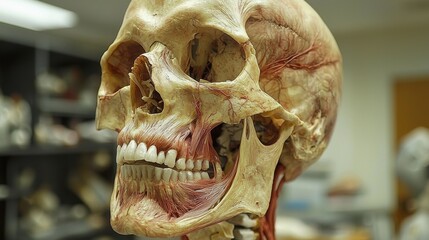 Detailed Anatomical Model of a Human Skull Showing Internal Structures