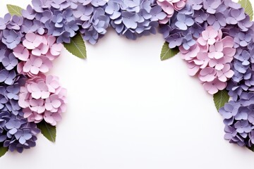 Fototapeta premium Hydrangea floral border flower lilac petal.