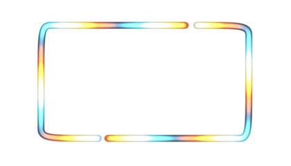 Laser rectangle frame, neon border. transparent Electric lights horizontal glow outline shape or glowing lines. Abstract background with space for your text. Png