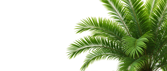 白いスペースのあるトロピカルなヤシの葉のボーダー – エキゾチックな緑の葉のフレーム