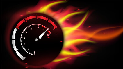 Speedometer with Flames &ndash; High Speed and Performance Concept
