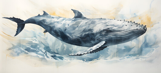 Fototapeta premium omposed entirely of cubes in various sizes, forming an abstract representation of whale, ai generative
