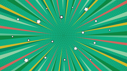 Fototapeta premium Comic green burst background with star