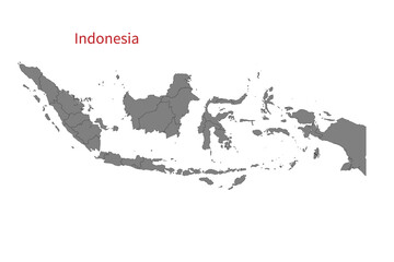 Indonesia grey map icon. Isolated on white background.