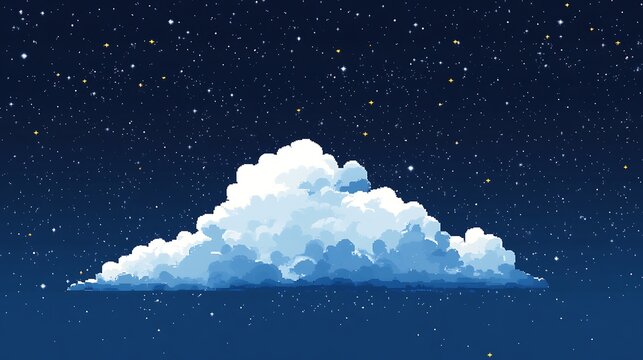 Pixelated Cloud with Stars - Retro and Dreamy Night Sky Design