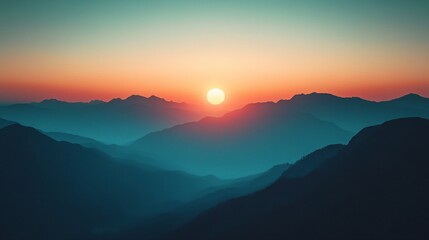 Fototapeta premium Vibrant sunset in mountain landscape