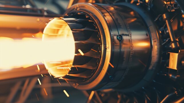 Jet Engine Test with Full Afterburner in Intense Lighting