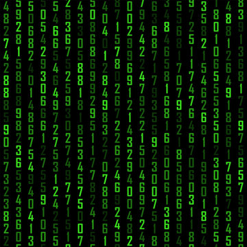 Modern background with green numbers on a black background. Programming computer code technology concept. Abstract matrix seamless pattern vector illustration