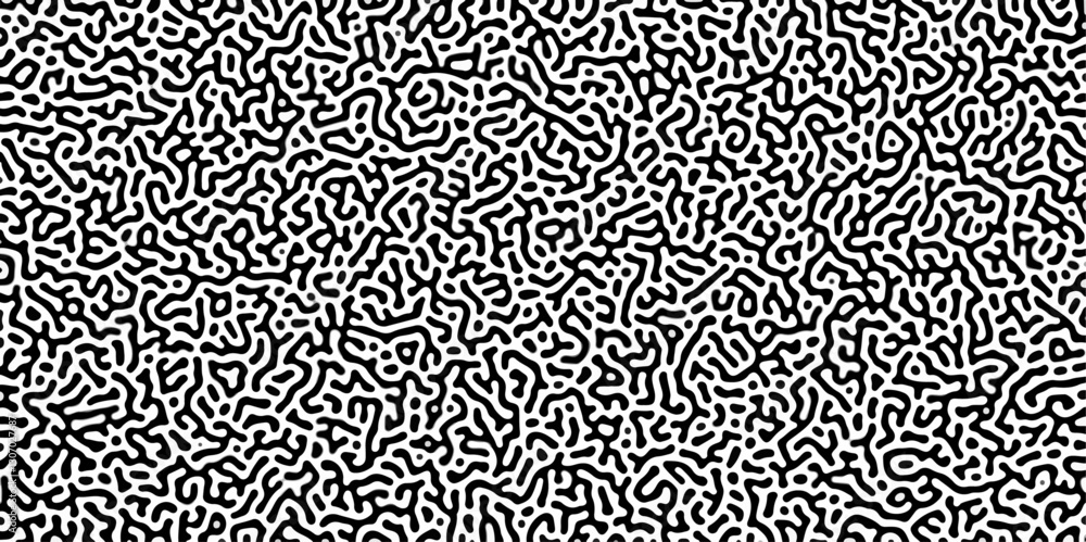 Poster organic seamless patterns with rounded lines diffusion reaction background. monochrome background of