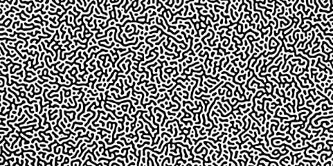 Organic seamless patterns with rounded lines Diffusion reaction background. Monochrome background of natural organic forms motion. Overlay template abstract Turing organic wallpaper background.