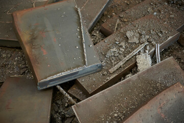 Iron and steel slap detail concept factory background.