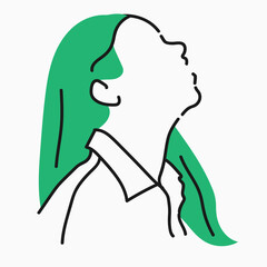 Simple flat illustration in a minimalist style. Portrait of a girl. Illustration for information sheets, booklets. Vector editable picture.