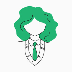 Simple flat illustration in a minimalist style. Portrait of a girl. Illustration for information sheets, booklets. Vector editable picture.