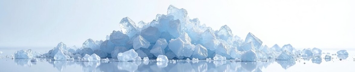 Mountain of crushed ice, sparkling, isolated on white, summer, beverage, food