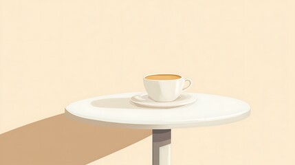Obraz premium A simple illustration showing coffee on a small white table