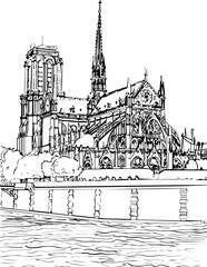 Fototapeta premium architecture, sketch, building, coloring page, drawing, church, vector, city, house, illustration, old, art, paris, town, design, europe, tower, castle, travel, home, cathedral, vintage, construction,