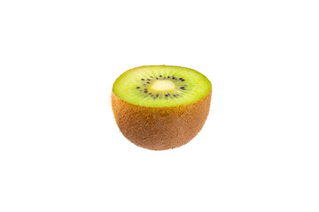 Kiwi isolated on white background. Whole fruit and slices pieces of kiwi on white background. fresh...