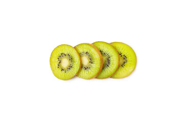 Kiwi isolated on white background. Whole fruit and slices pieces of kiwi on white background. fresh...