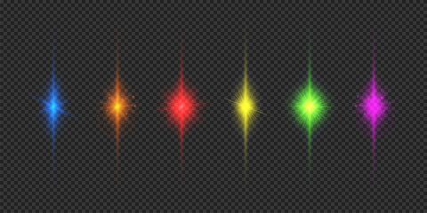 Set of multicolor light effects of lens flares