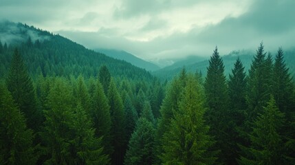Fototapeta premium Misty Mountain Forest View (1)