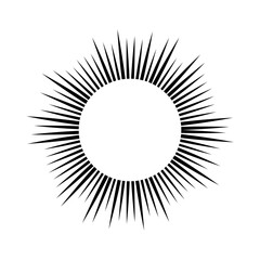Black sun rays on white background