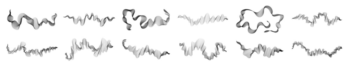 Set of abstract backdrops with black waves