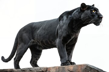 Black Panther with Glowing Markings on White Background
